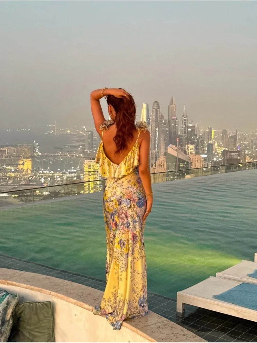 Camilla Yellow Floral V-Neck Maxi Dress with Multicolor Print - Picture 3 of 11